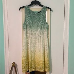 Blue/white/yellow ombré style lace dress